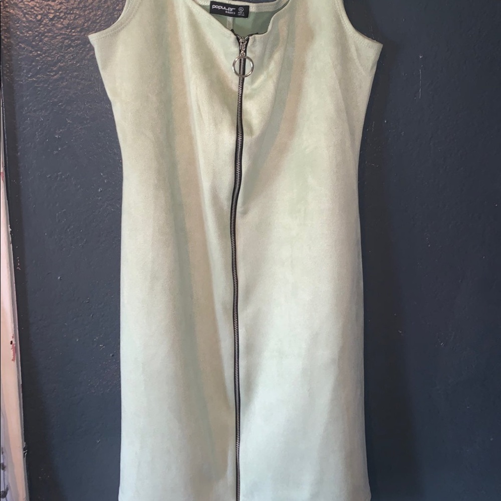 Green zip up dress